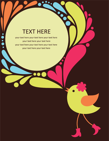 decorative text frame with bird. のイラスト素材