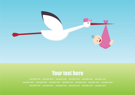 baby girl announcement card.のイラスト素材