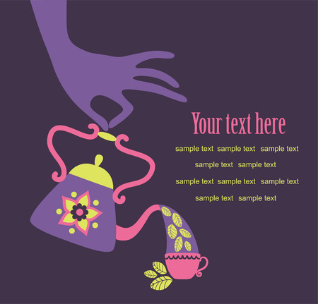 feminine hand with cute teapot.のイラスト素材