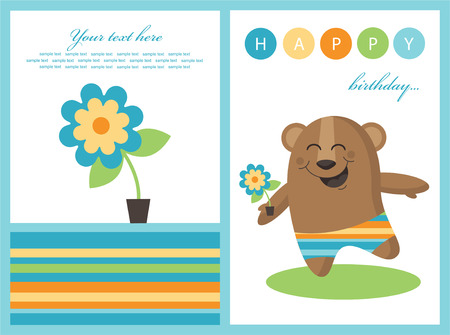 cute happy birthday card. のイラスト素材