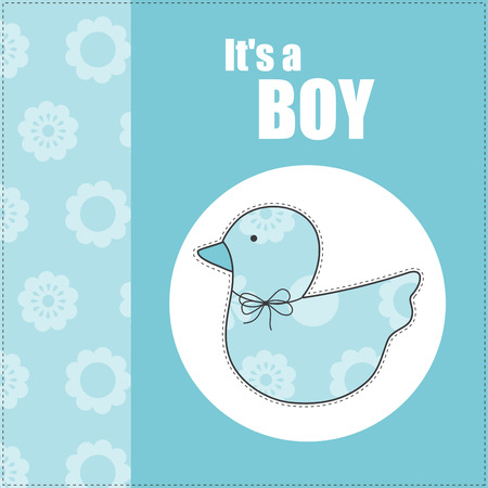 baby boy arrival card with duck. のイラスト素材
