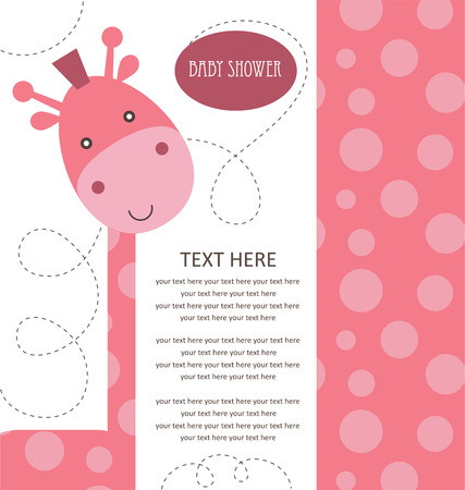 baby shower with cute pink giraffe. のイラスト素材