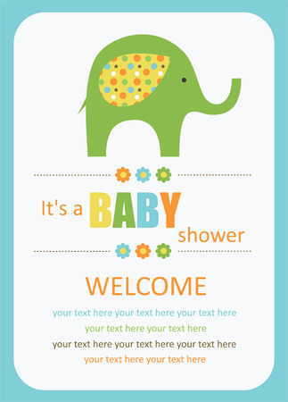 cute baby shower card with cute elephant. のイラスト素材