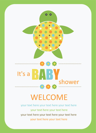 cute baby shower card with cute turtle. のイラスト素材