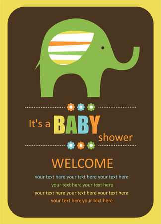 cute baby shower card with cute elephant. vector illustrationのイラスト素材