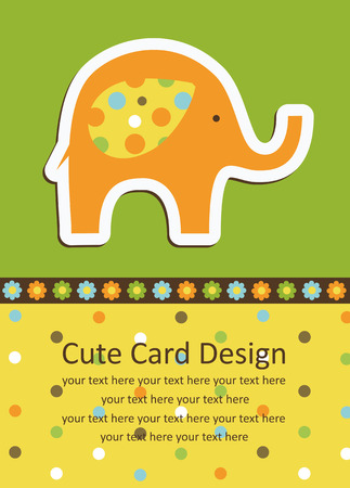 cute baby card with nice elephant. のイラスト素材