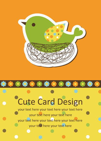 cute baby card with nice bird.のイラスト素材