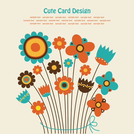 cute greeting card with cute bouqet. のイラスト素材