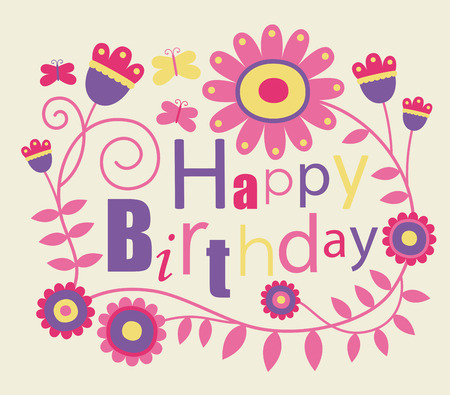 cute happy birthday card. のイラスト素材