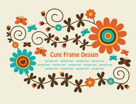 cute frame design with flowers. のイラスト素材