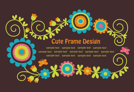 cute frame design with flowers. のイラスト素材