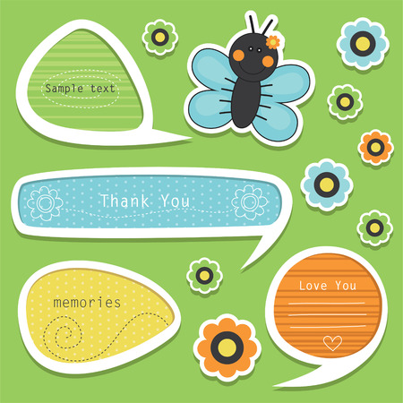set of cute childlike text frames.のイラスト素材