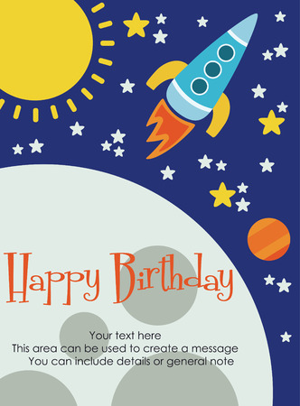 space happy birthday card design. vector illustrationのイラスト素材