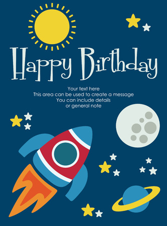 space happy birthday card design. vector illustrationのイラスト素材