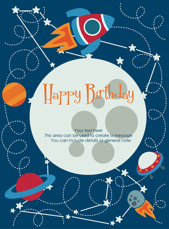space happy birthday card design. vector illustrationのイラスト素材