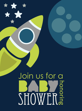 space baby shower card design. vector illustrationのイラスト素材