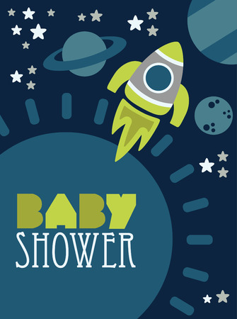 space baby shower card design. vector illustrationのイラスト素材