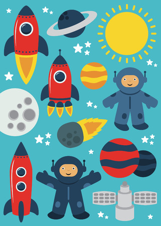 cute space objects set. vector illustrationのイラスト素材