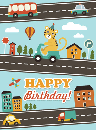 cute happy birthday card design. vector illustrationのイラスト素材