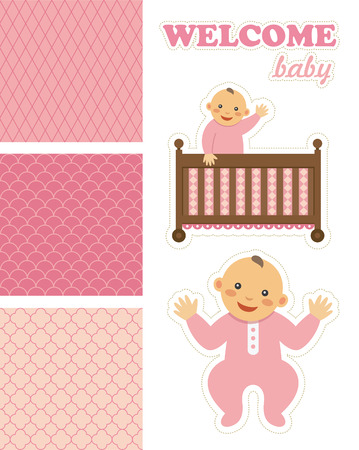 new born babies and patterns set design. vector illustrationのイラスト素材