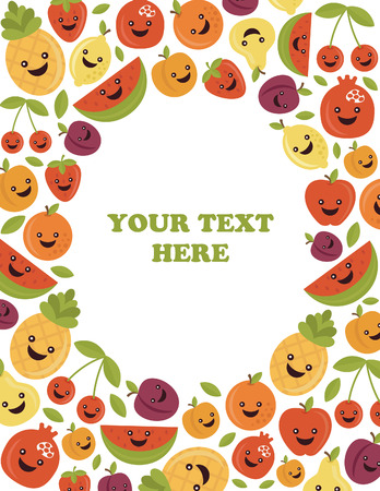 fun fruits frame design. vector illustrationのイラスト素材