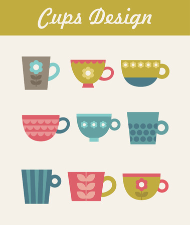 cute cups set. vector illustrationのイラスト素材