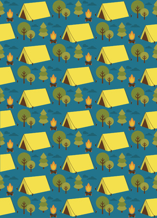 seamless summer camp pattern design. vector illustrationのイラスト素材