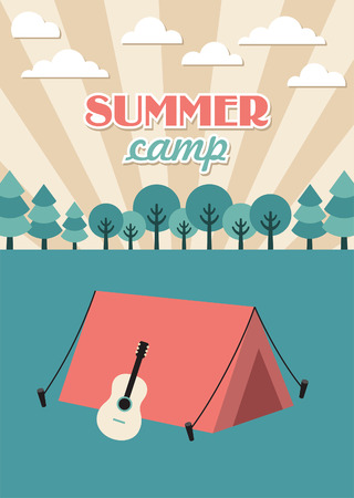 summer camp card design. vector illustrationのイラスト素材