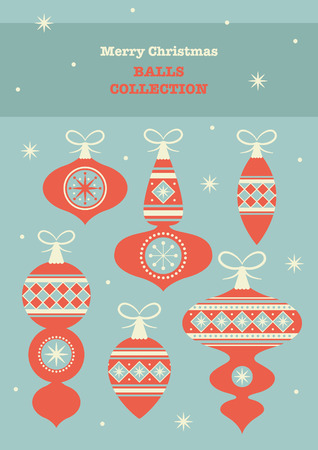 cute merry christmas balls set. vector illustrationのイラスト素材
