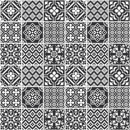 Decorative monochrome tile pattern design. Vector illustration.のイラスト素材