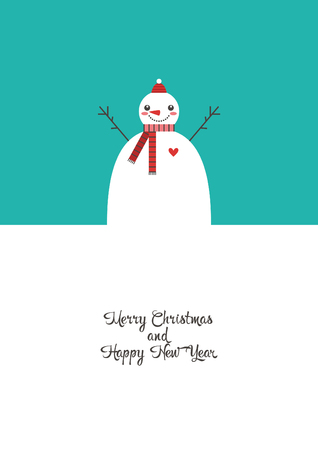 Christmas greeting card with snowman. Vecrtor illustration.のイラスト素材