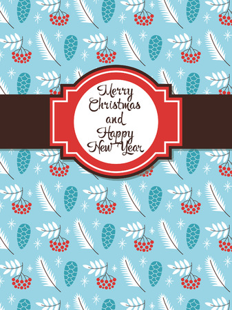 Floral Christmas greeting card design. Vector illustration.のイラスト素材