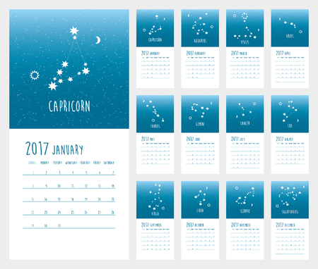Calendar for 2017 year. Vector illustration.のイラスト素材