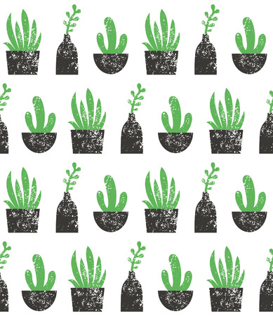 Succulent cute seamless pattern design. Vector illustration.のイラスト素材