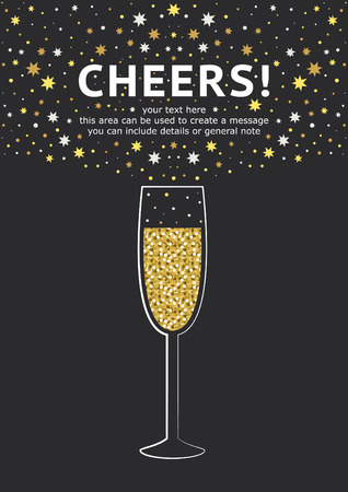 Glitter champagne card with space for text. Vector illustration.のイラスト素材