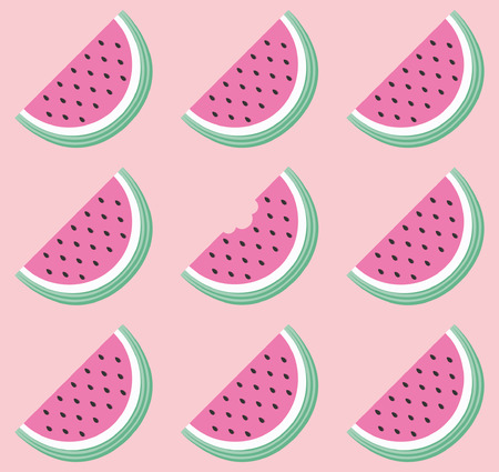 Fun seamless watermelon pattern. Vector illustration.