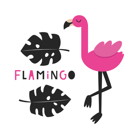 Cute flamingo card design. Vector illustration.のイラスト素材