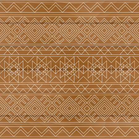 Ethnic pattern on wooden board. Vector illustration.のイラスト素材
