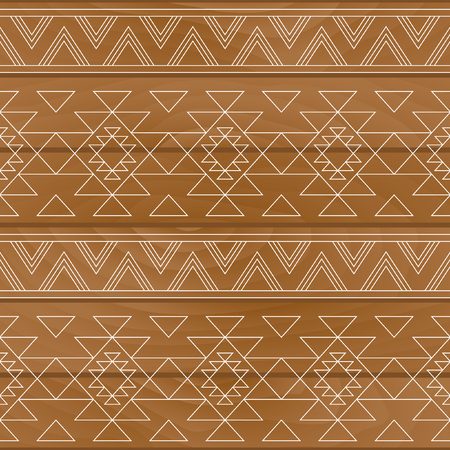 Ethnic pattern on wooden board. Vector illustration.のイラスト素材