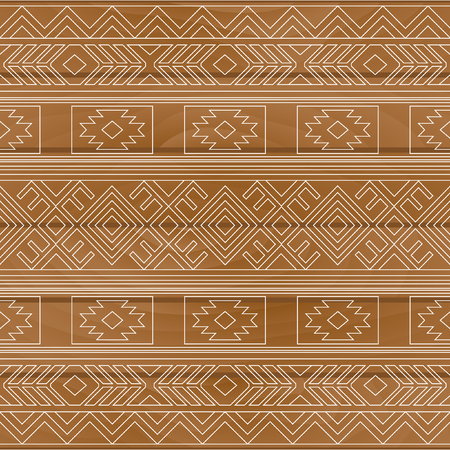 Ethnic pattern on wooden board. Vector illustration.のイラスト素材