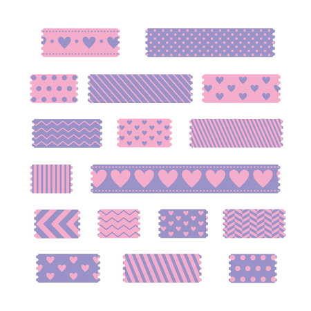 patterned tapes set. vector illustrationのイラスト素材