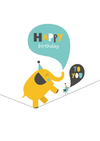 Fun Happy Birthday card. Vector illustration.のイラスト素材
