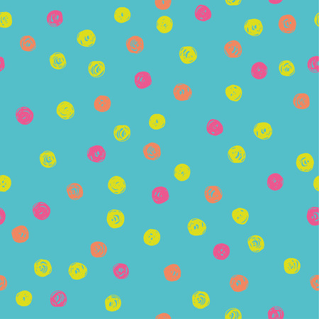Chaotically hand drawn polka dot pattern. Vector illustration.のイラスト素材