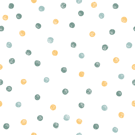 Chaotically hand drawn polka dot pattern. Vector illustration.のイラスト素材