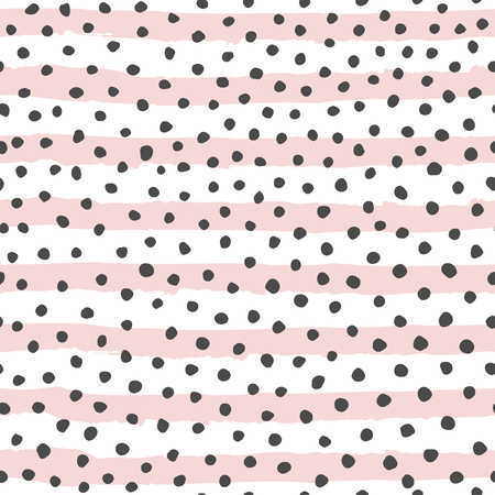Hand drawn stripes and dots pattern design. Vector illustration.のイラスト素材