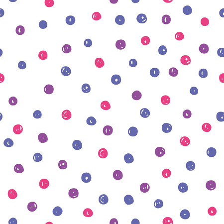 Chaotically hand drawn polka dot pattern. Vector illustration.のイラスト素材