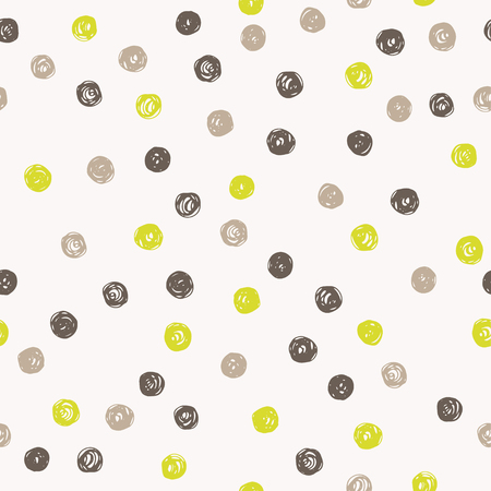 Chaotically hand drawn polka dot pattern. Vector illustration.のイラスト素材