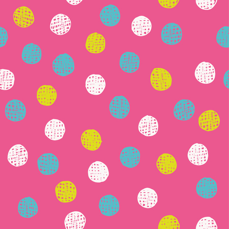 Chaotically hand drawn polka dot pattern. Vector illustration.のイラスト素材