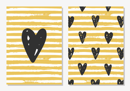 Cute Love Set. Card and seamless pattern. Vector illustration.のイラスト素材