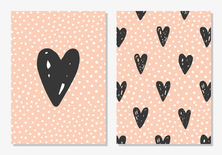 Cute Love Set. Card and seamless pattern. Vector illustration.のイラスト素材